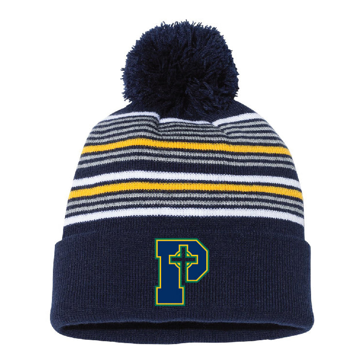 Pom Pom Beanie Hat | Embroidered P logo